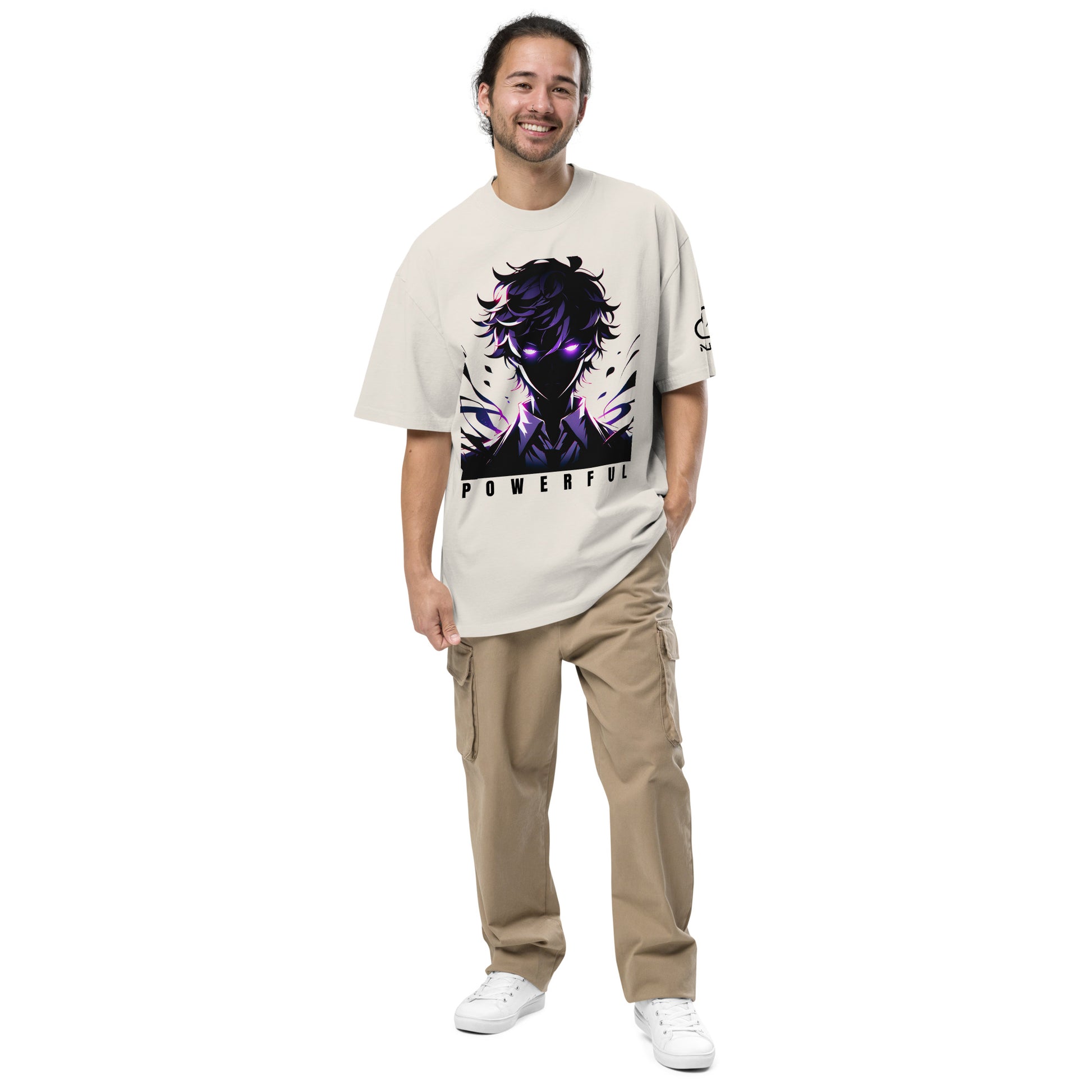 Camiseta Oversized desbotada unissex, Street estampa Phonk Style (Powerful) - NUVE