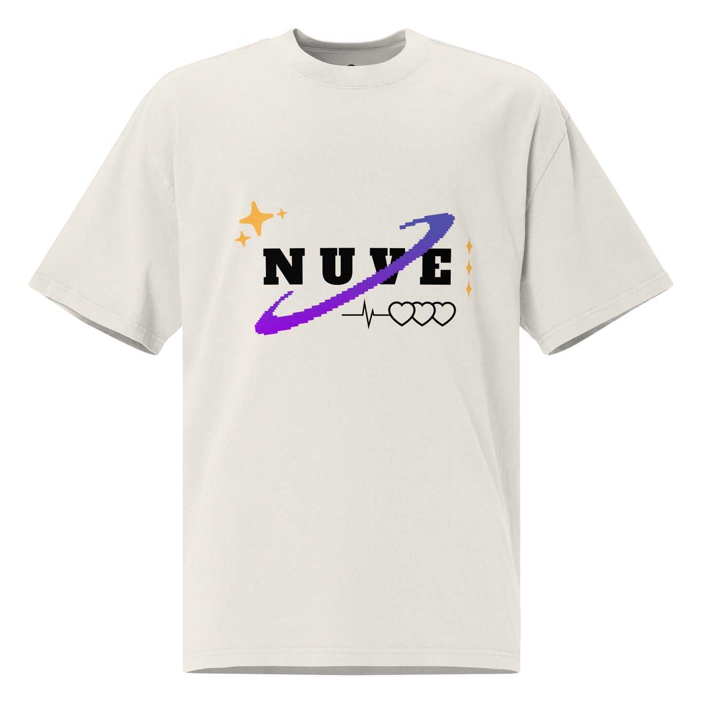 Camiseta desbotada oversized premium unissex com estampa streetwear (Space Love) - NUVE