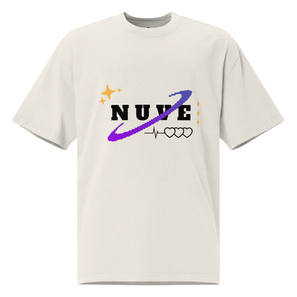 Camiseta desbotada oversized premium unissex com estampa streetwear (Space Love) - NUVE