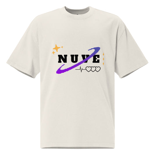 Camiseta desbotada oversized premium unissex com estampa streetwear (Space Love) - NUVE