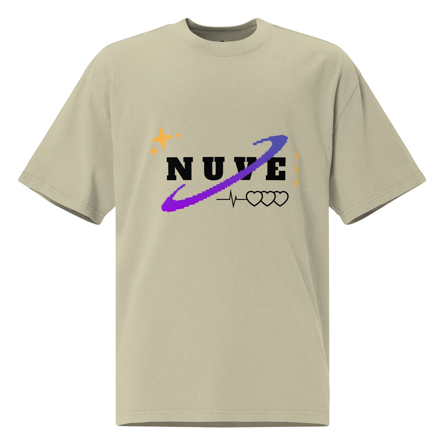 Camiseta desbotada oversized premium unissex com estampa streetwear (Space Love) - NUVE