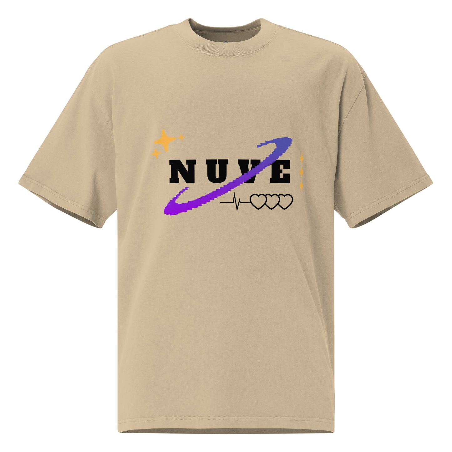 Camiseta desbotada oversized premium unissex com estampa streetwear (Space Love) - NUVE