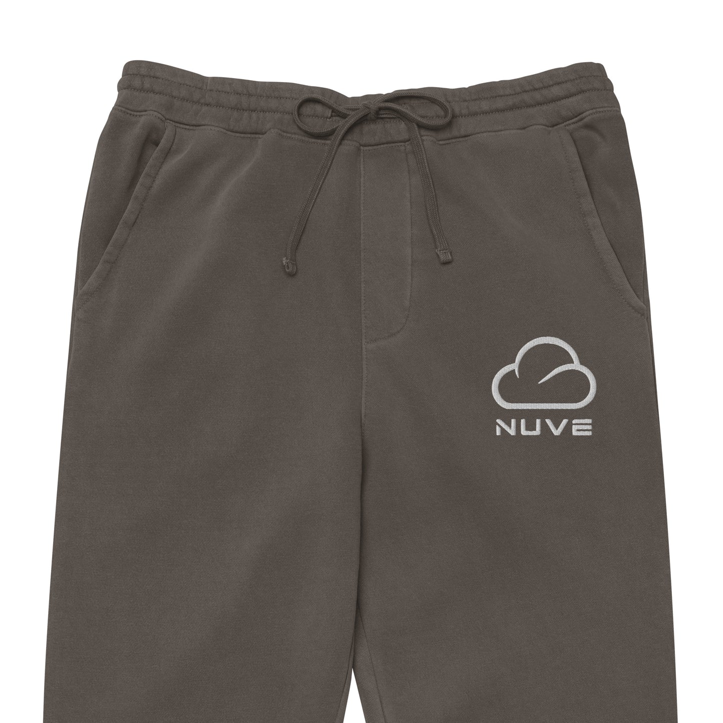 Calça de moletom unissex tingida com pigmento escuro, estampa minimalista (NUVE) - NUVE