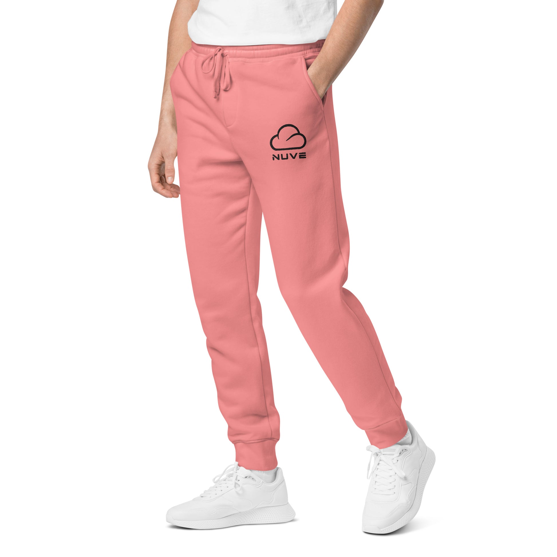 Calça de moletom unissex tingida com pigmento claro, estampa minimalista (NUVE) - NUVE