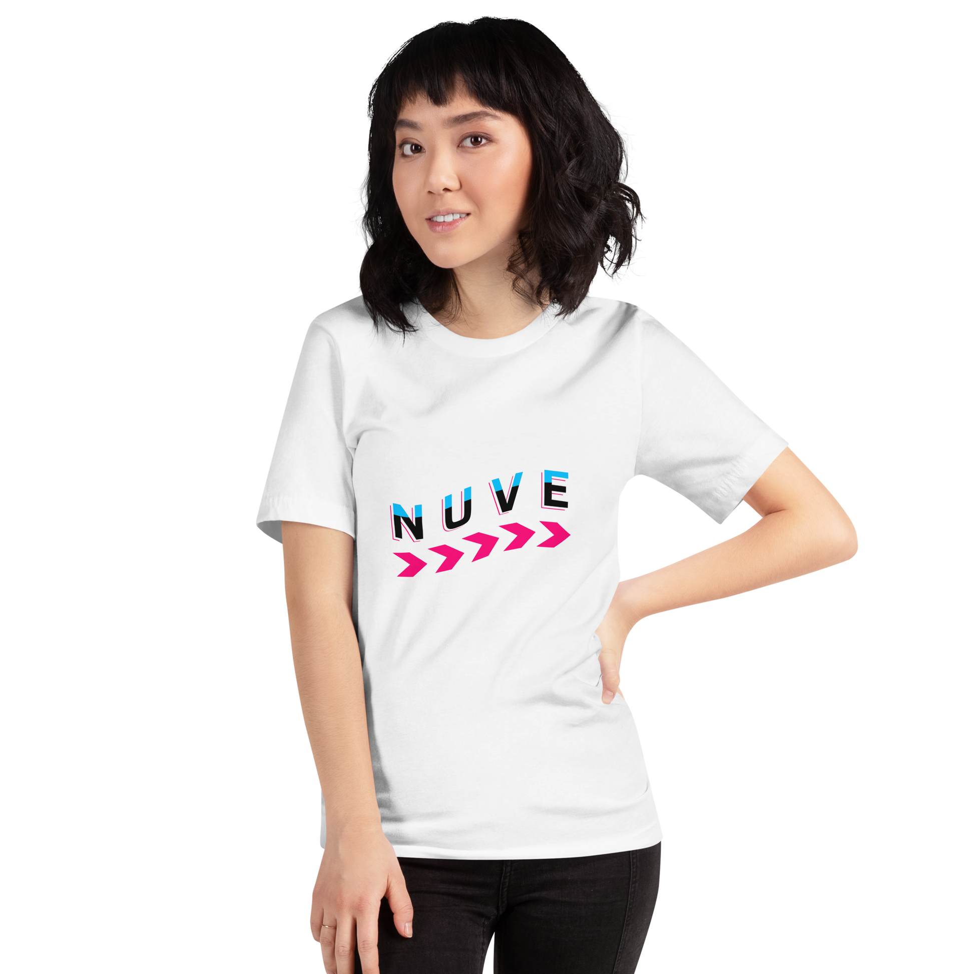 Camiseta clara unissex com estampa minimalista (Nuve Wave) - NUVE